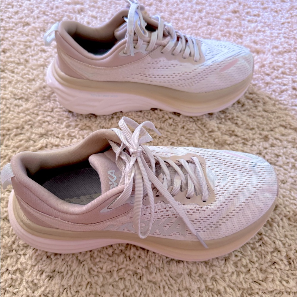 Hoka Bondi 8 size 6.5 B, authentic, rare champagne cream eggnog blush rose color